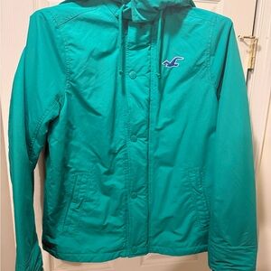 Hollister Jacket Men XL California All Weather Green Hooded Warm Outdoor Winter